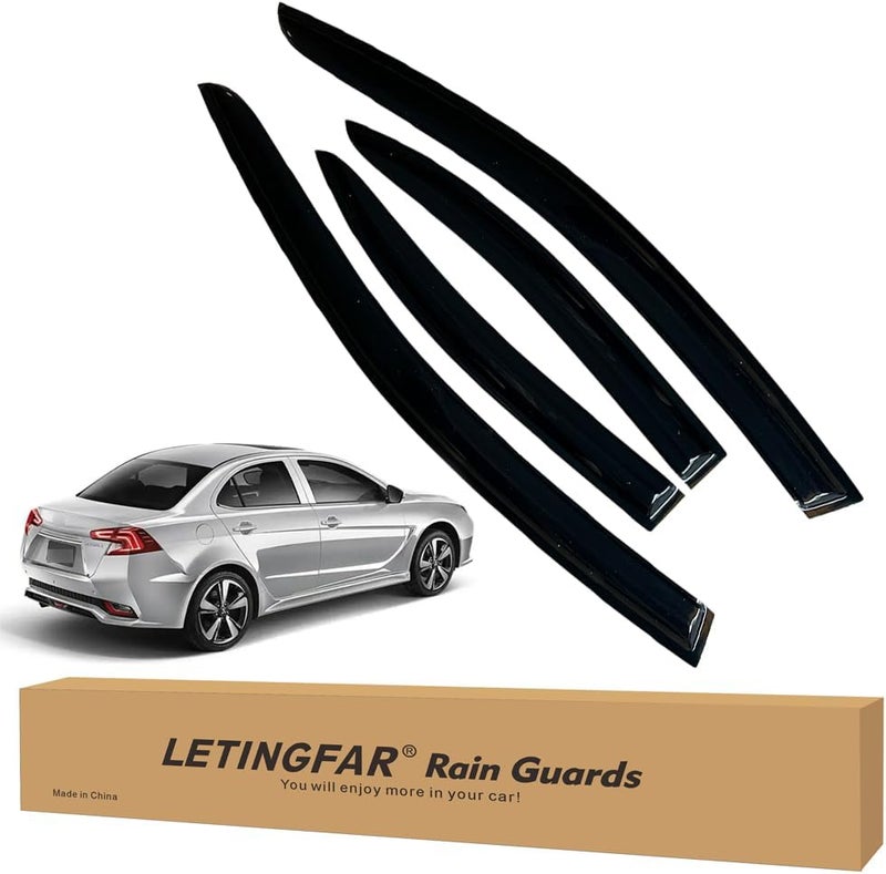 LETINGFAR حواجز المطر للنوافذ لميتسوبيشي لانسر 2008 2009 2010 2011 2012 2013 2014 2015 2016 2017، واقيات الرياح، ظلال التهوية لميتسوبيشي لانسر - Image 1